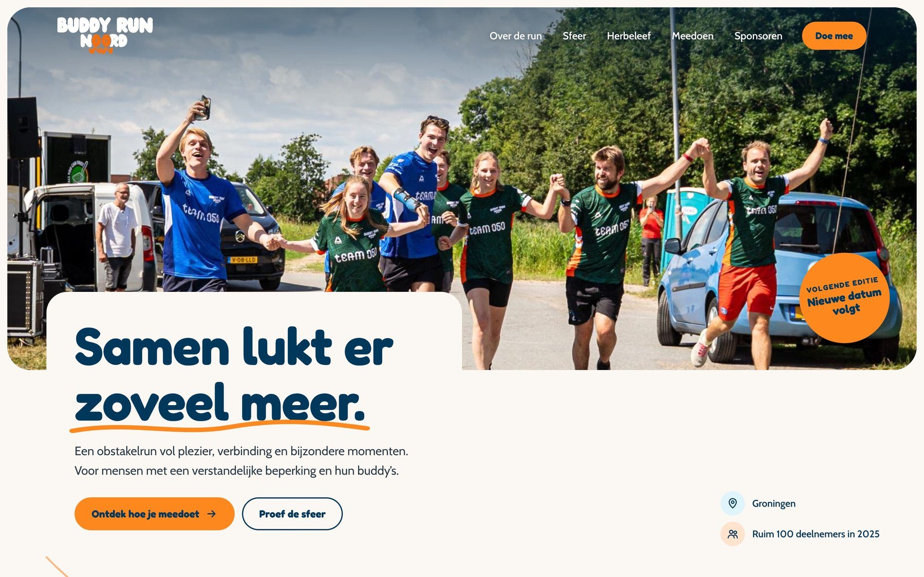 Screenshot van de website buddyrun-noord.nl