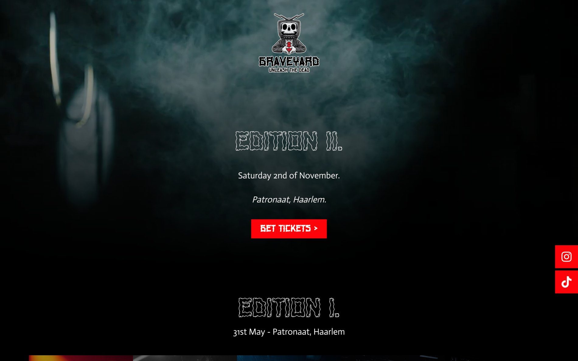 Screenshot van de website graveyardevents.nl