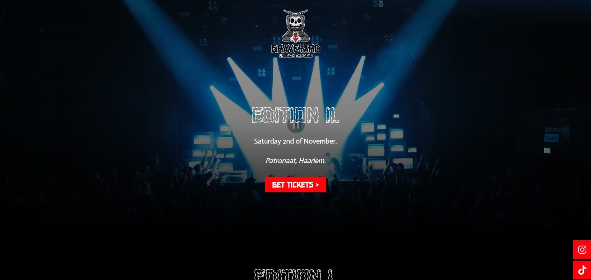 Screenshot van de website graveyardevents.nl