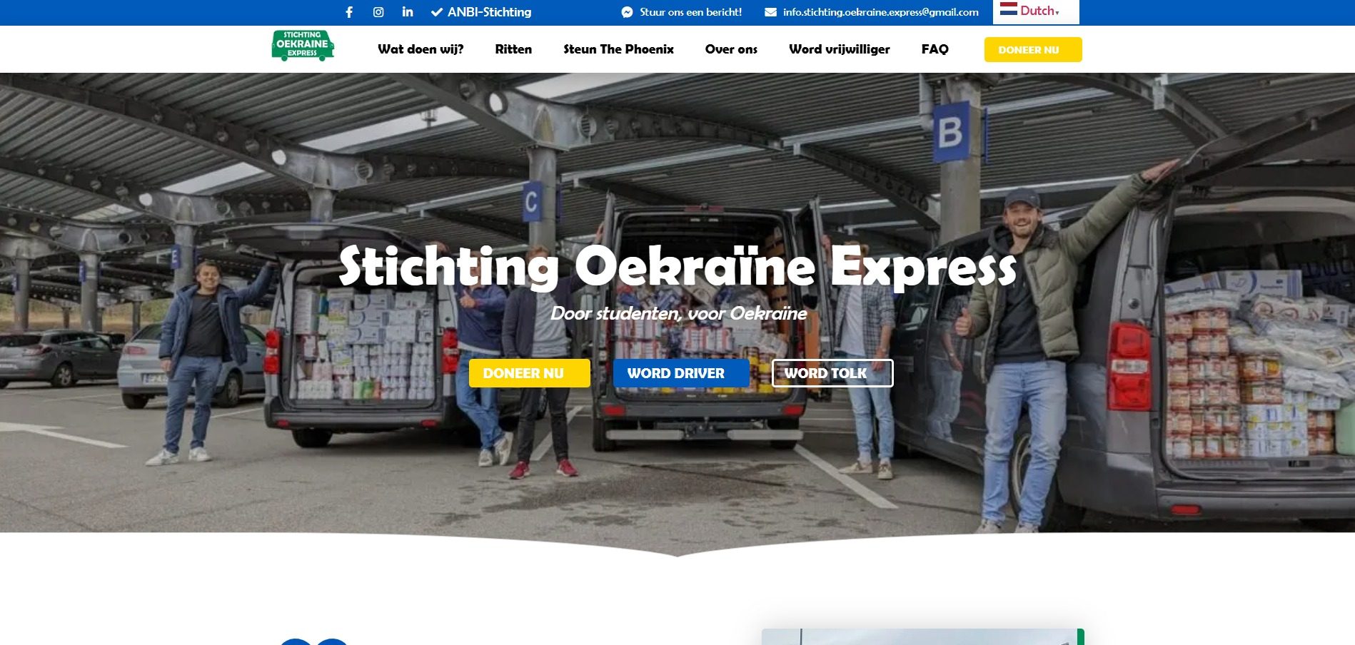 Screenshot van de website stichting-oekraine-express.nl